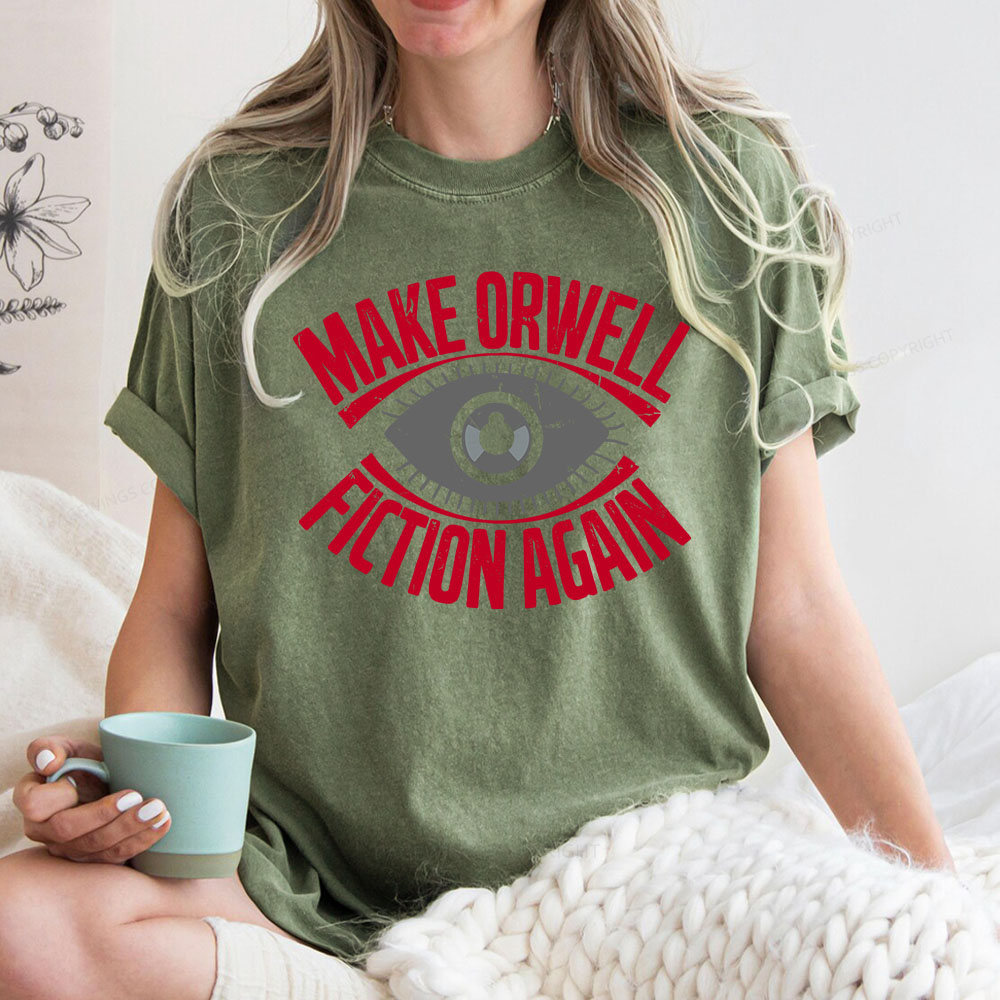 Pagewings Make Orwell Fiction Again Retro Unisex Washed T-shirt