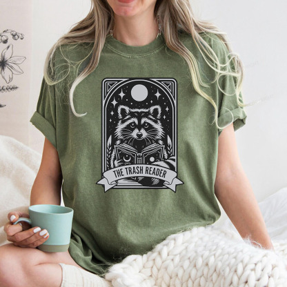 Pagewings The Trash Reader Raccoon Unisex Washed T-shirt