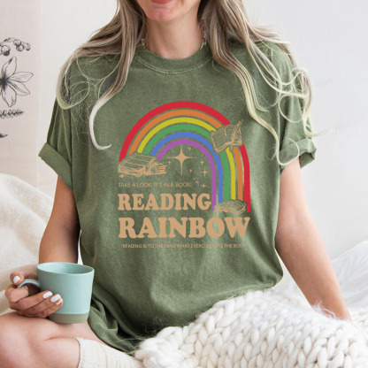 Pagewings Reading Rainbow Librarian Unisex Washed T-shirt