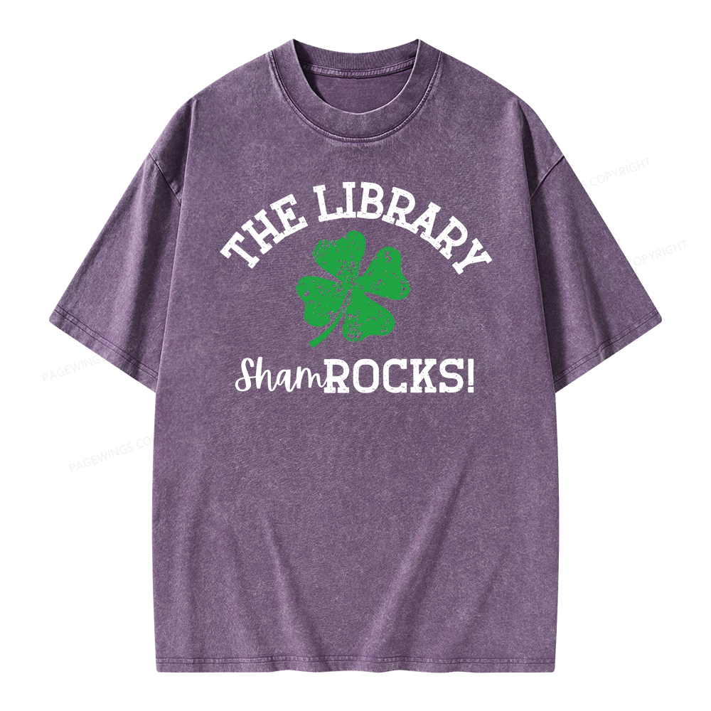Pagewing Librarian Gift, Shamrock Shirt Unisex Washed T-shirt