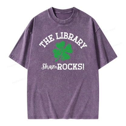 Pagewing Librarian Gift, Shamrock Shirt Unisex Washed T-shirt