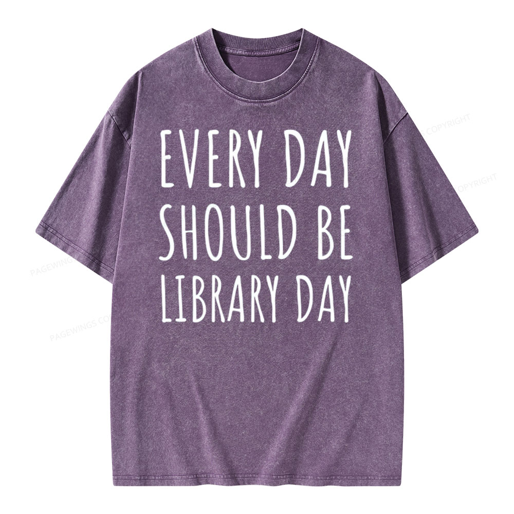 Pagewings Library Day Media Specialist Shirt Library Shirt Unisex Washed T-shirt