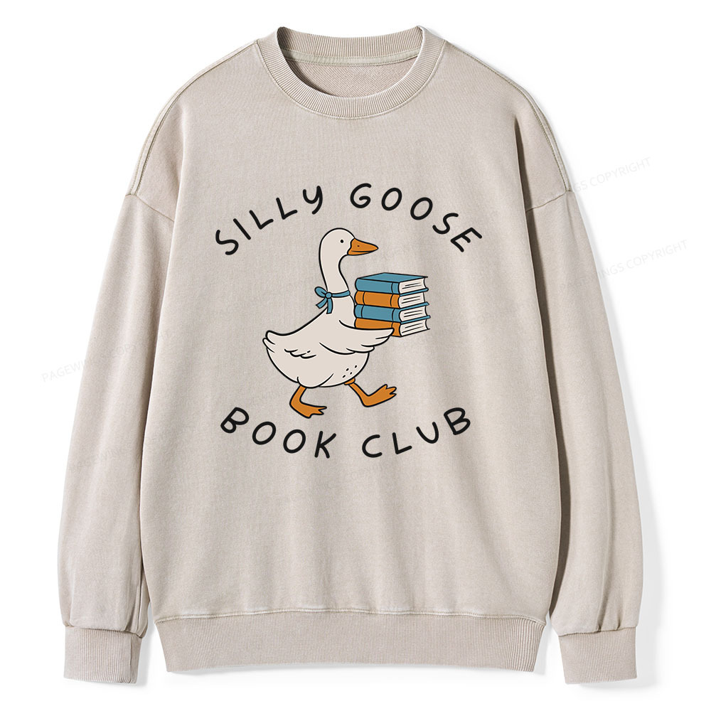 Pagewings Silly Goose Book Club Unisex Washed Sweatshirt