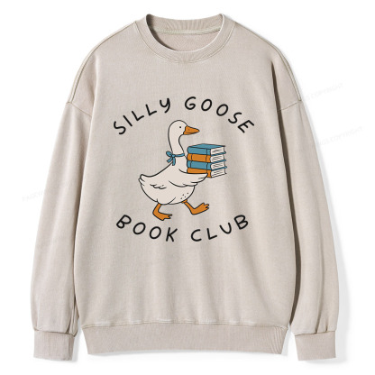Pagewings Silly Goose Book Club Unisex Washed Sweatshirt