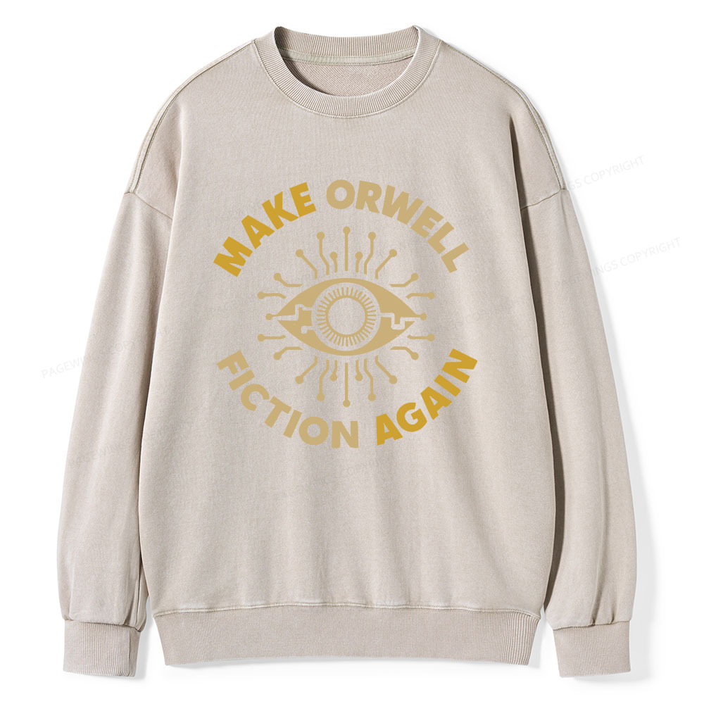Pagewings Make Orwell Fiction Again Unisex Washed Sweatshirt