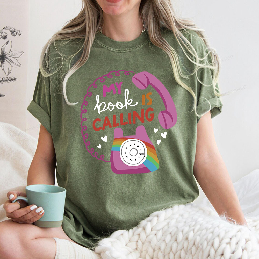 Pagewings My Book is Calling Unisex Washed T-shirt