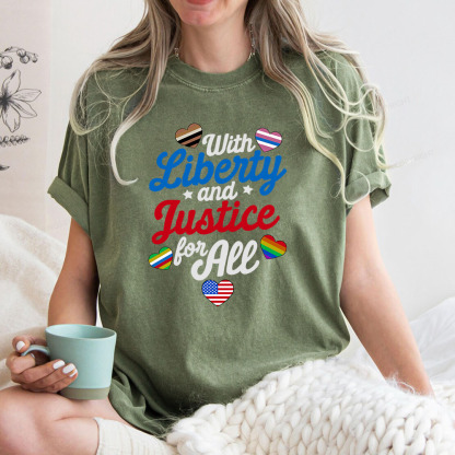 Pagewings With Liberty And Justice For All Unisex Washed T-shirt