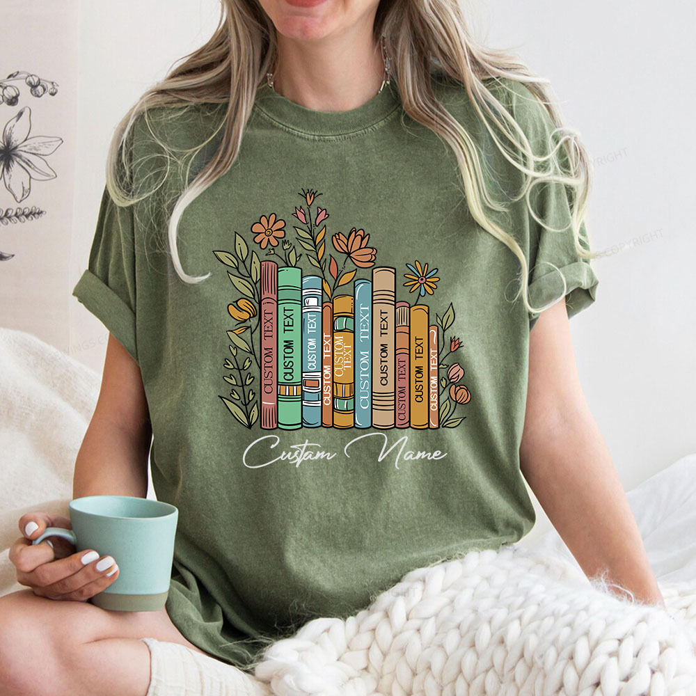 Pagewings Personalized Librarian Bookworm Unisex Washed T-shirt
