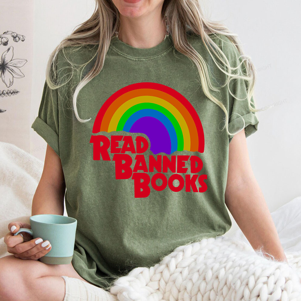 Pagewings Read Banned Books Reading Unisex Washed T-shirt