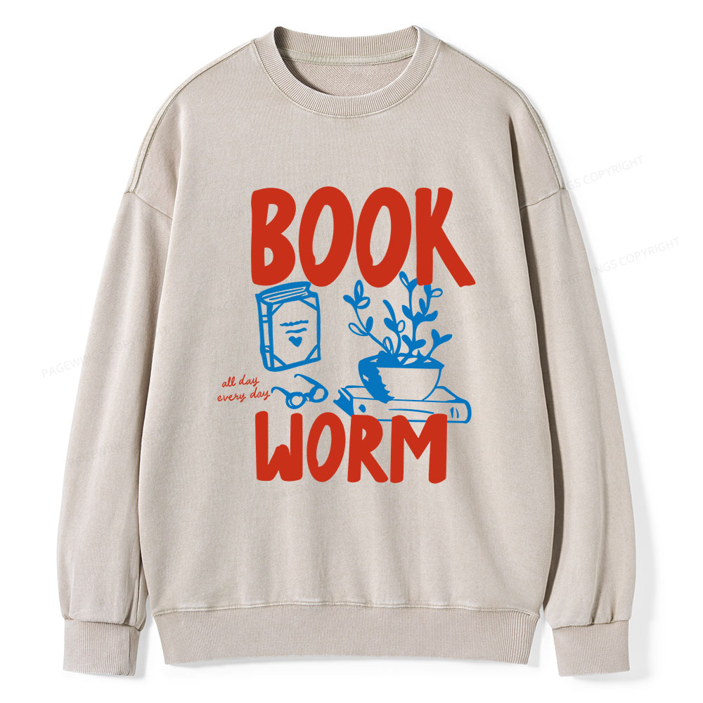 Pagewings Bookworm Unisex Washed Sweatshirt