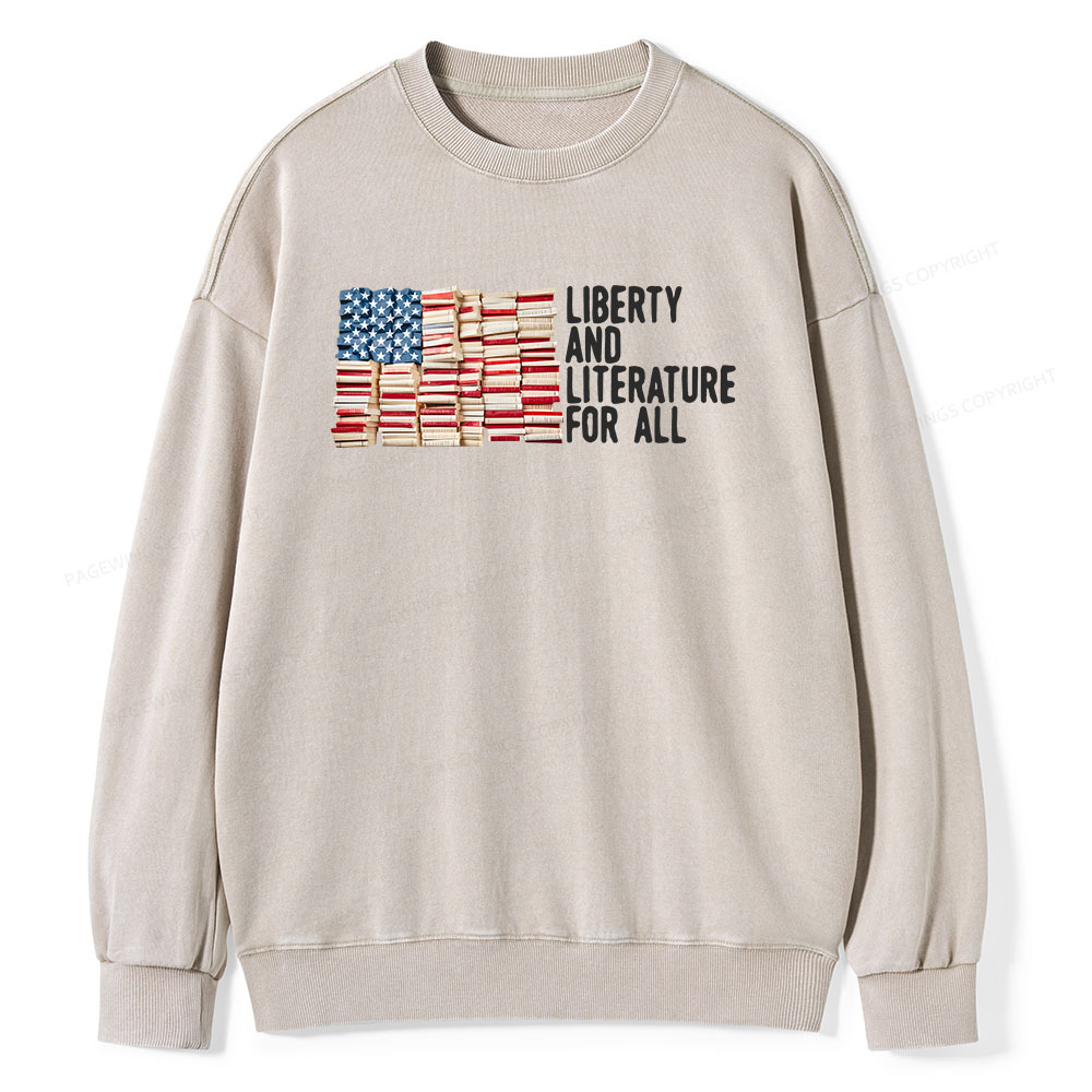 Pagewings Liberty And Literature For All Unisex Washed Sweatshirt