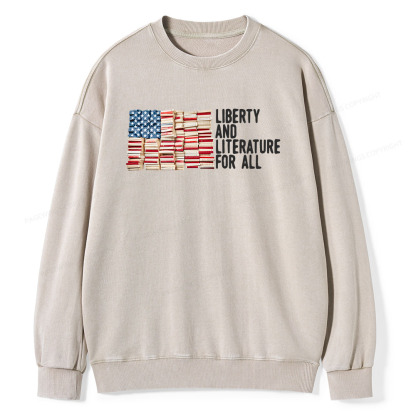 Pagewings Liberty And Literature For All Unisex Washed Sweatshirt