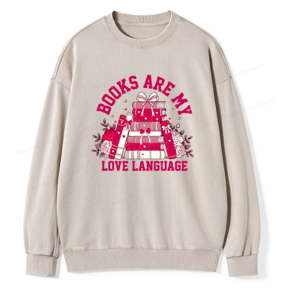 Pagewin Valentine Book Lover Design Gift for Valentine Unisex Washed Sweatshirt