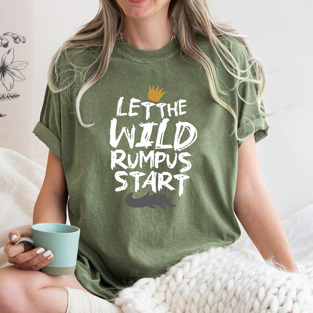 Pagewings Let the Wild Rumpus Start  Unisex Washed T-shirt