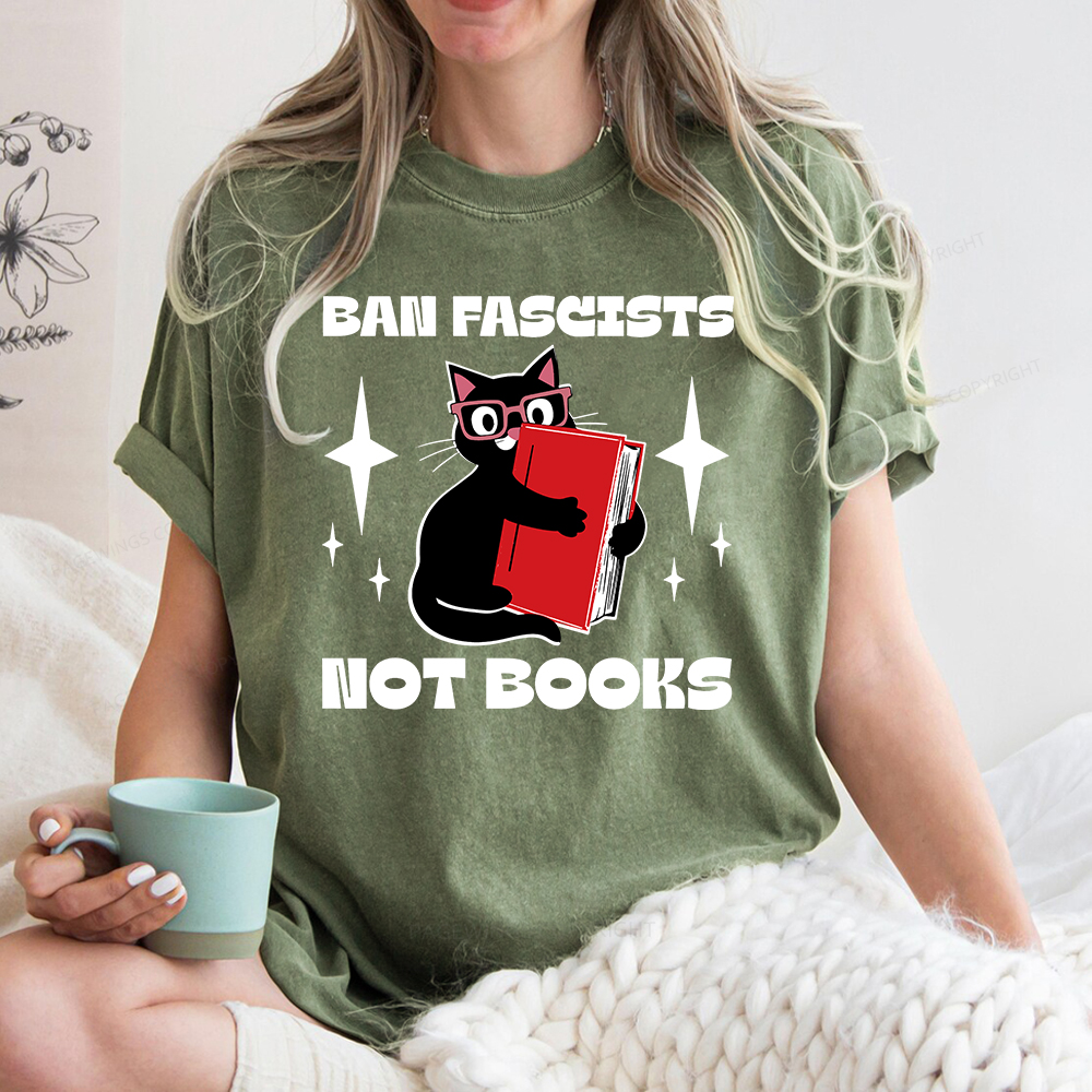 Pagewings Ban Fascists Not Books Unisex Washed T-shirt