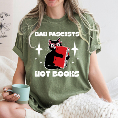 Pagewings Ban Fascists Not Books Unisex Washed T-shirt