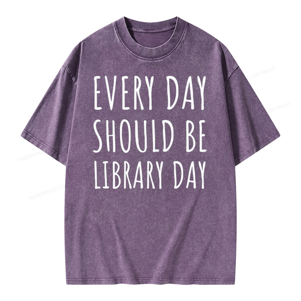 Pagewings Library Day Media Specialist Shirt Library Shirt Unisex Washed T-shirt