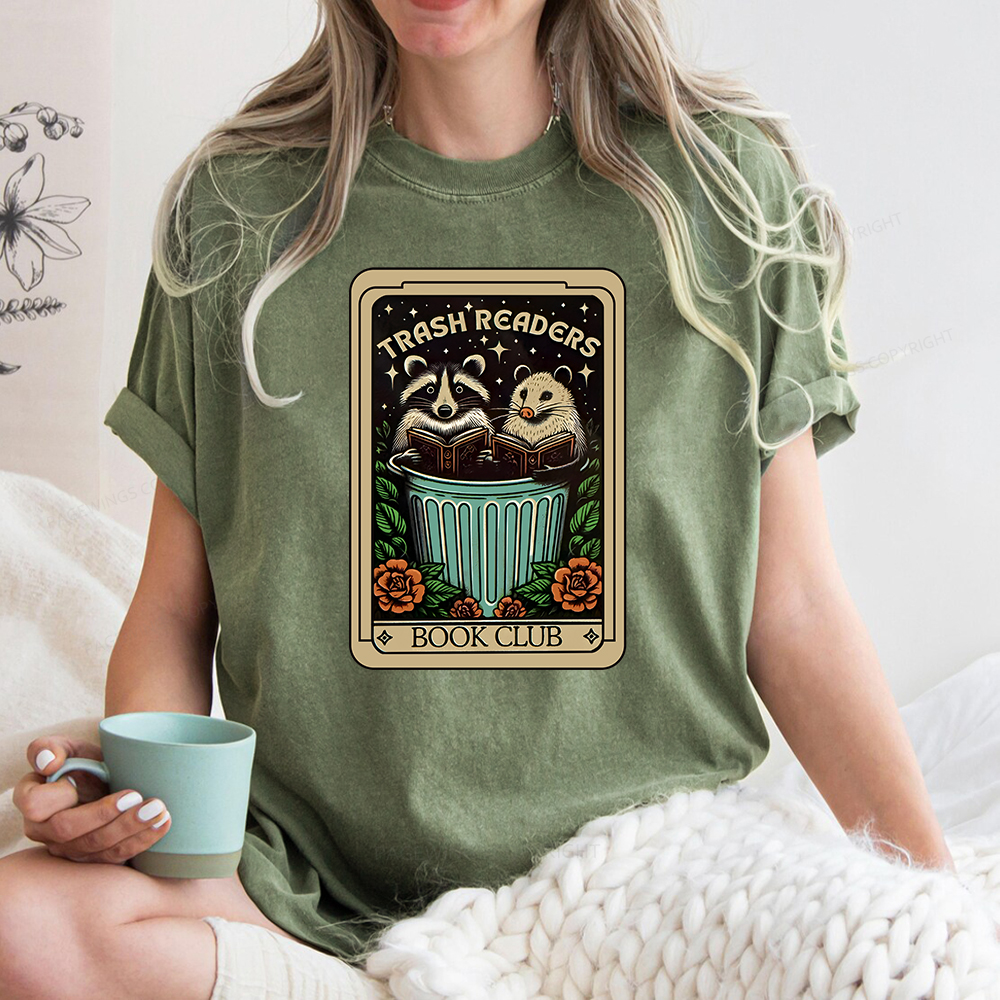 Pagewings Trash Readers Book Club Unisex Washed T-shirt