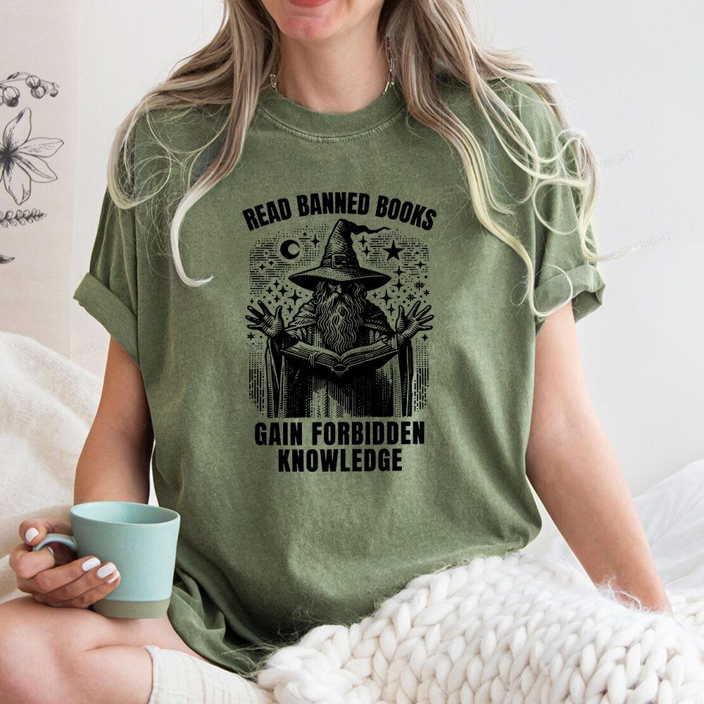 Pagewings Read Banned Books Gain Forbidden Knowledge Unisex Washed T-shirt