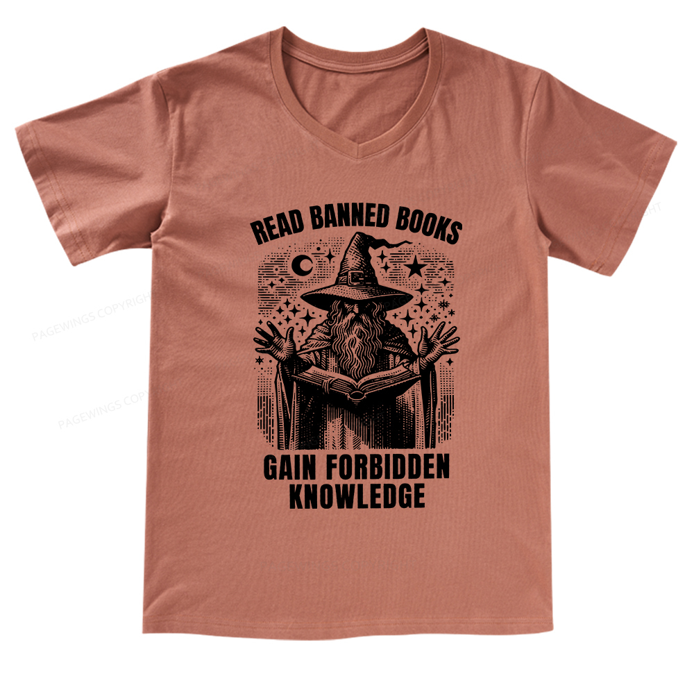 Pagewings Read Banned Books Gain Forbidden Knowledge V-neck T-shirt