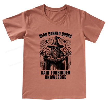Pagewings Read Banned Books Gain Forbidden Knowledge V-neck T-shirt