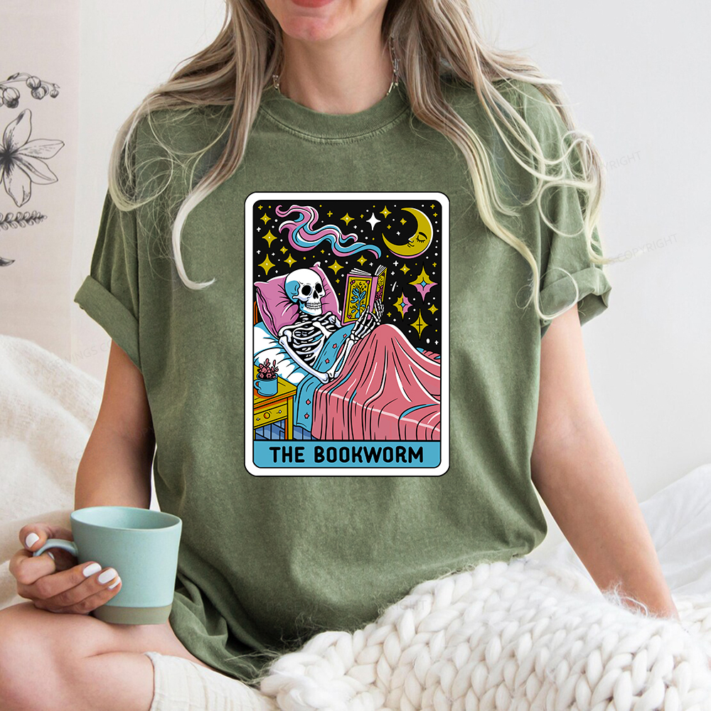 Pagewings The Bookworm Tarot Card Unisex Washed T-shirt