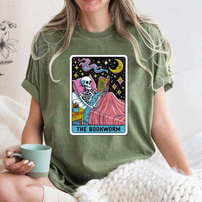 Pagewings The Bookworm Tarot Card Unisex Washed T-shirt