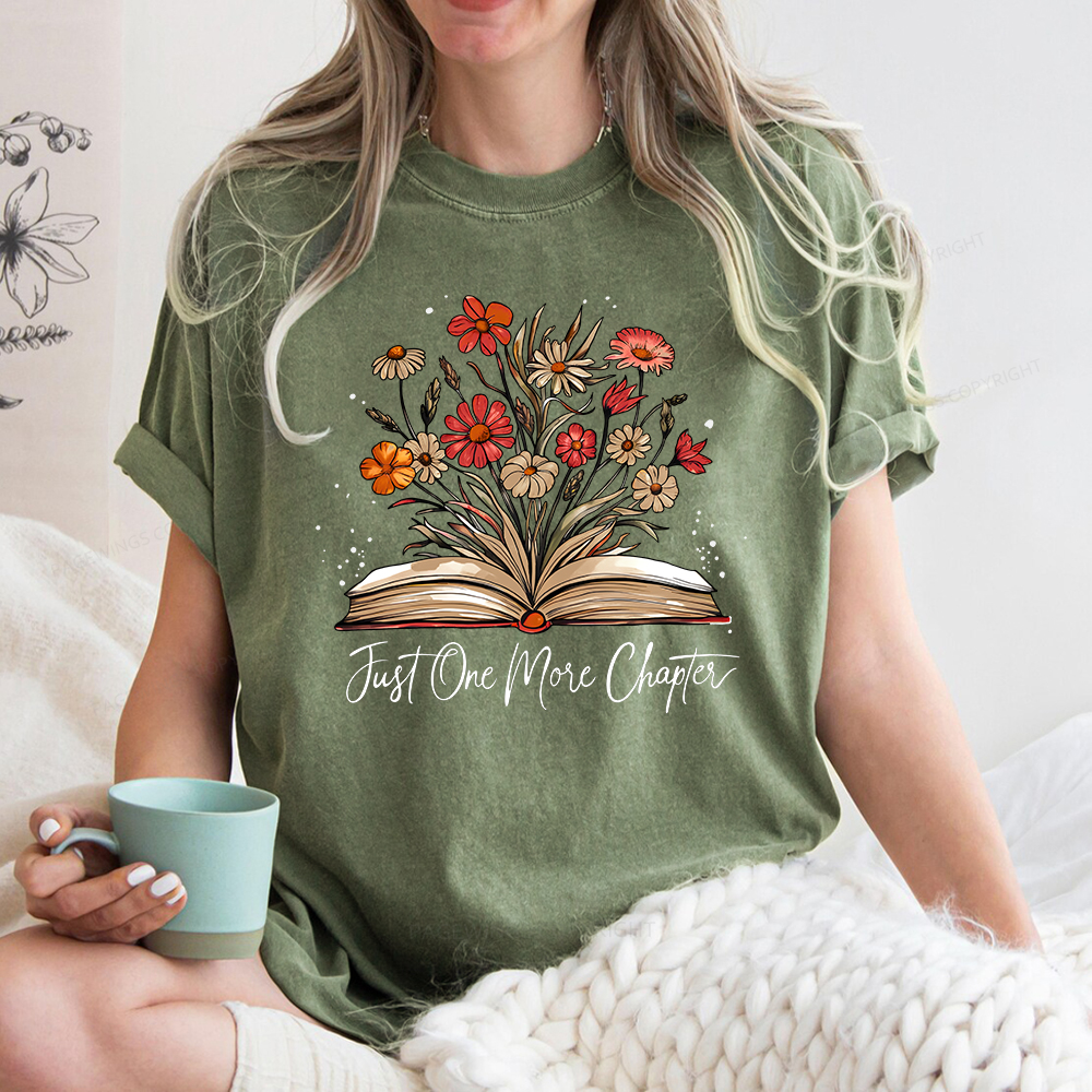 Pagewings Just One More Chapter Bookish Unisex Washed T-shirt