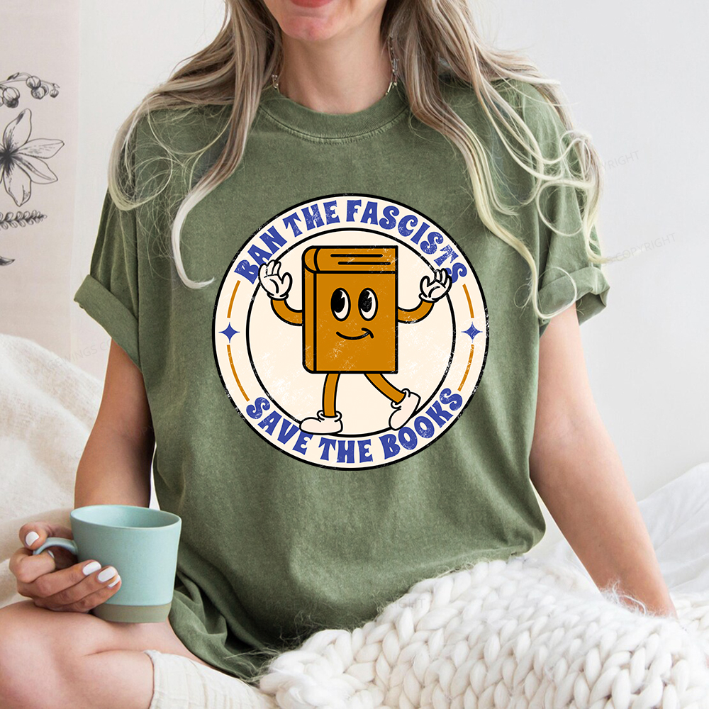 Pagewings Ban The Fascists Save The Books Unisex Washed T-shirt