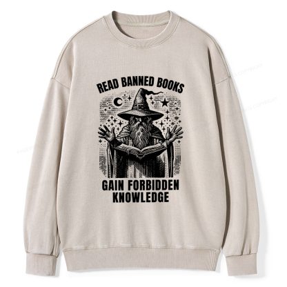 Pagewings Read Banned Books Gain Forbidden Knowledge Unisex Washed Sweatshirt