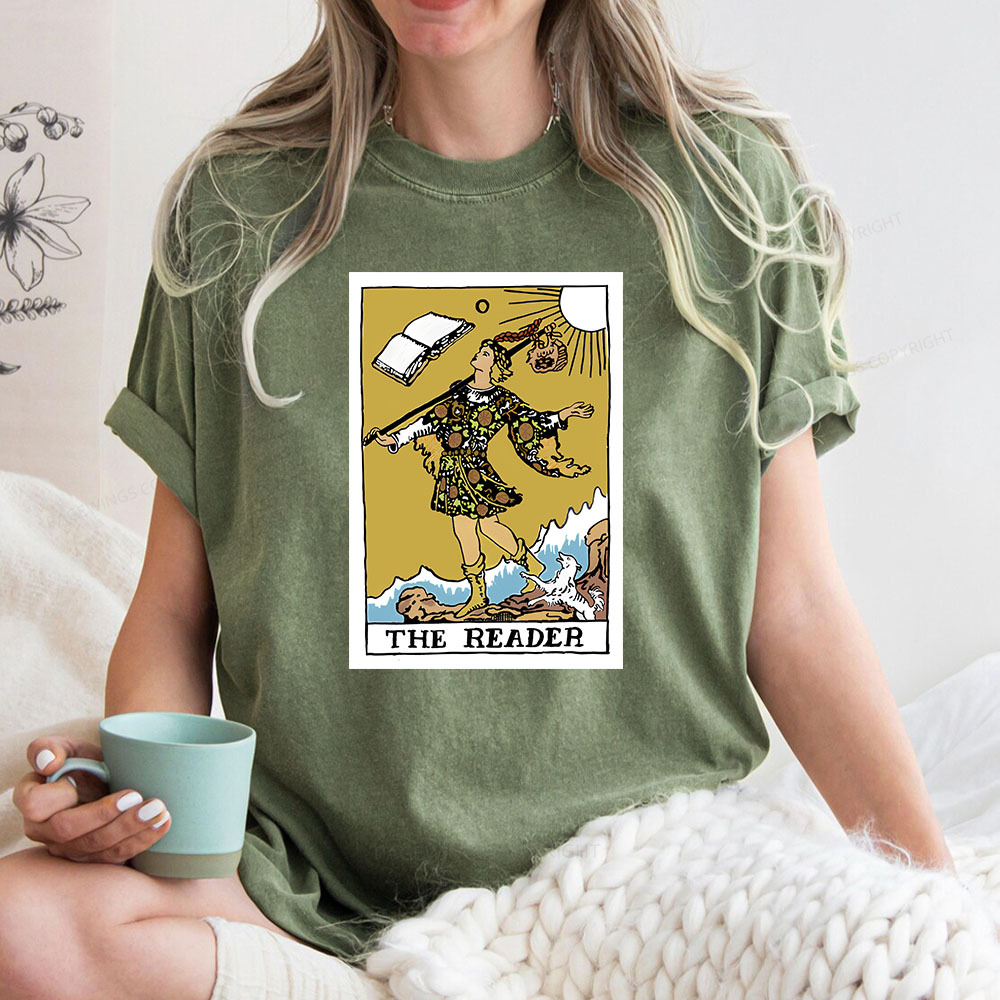 Pagewings Bookish Tarot--The Reader Unisex Washed T-shirt