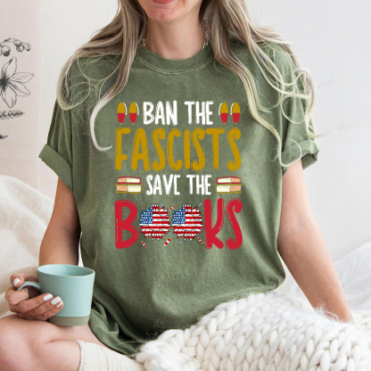 Pagewings Ban The Fascists Save The Books Unisex Washed T-shirt