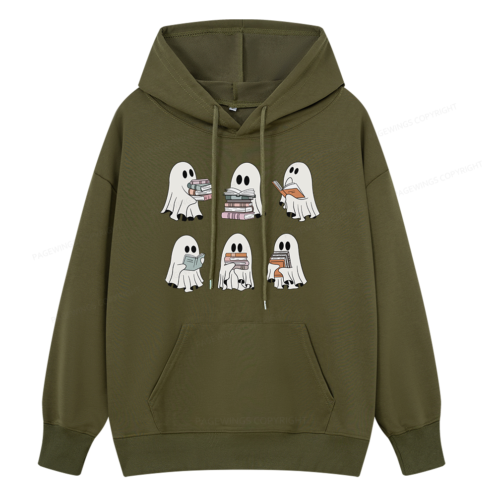 Pagewings Ghost Reading Halloween Unisex Classic Hoodie