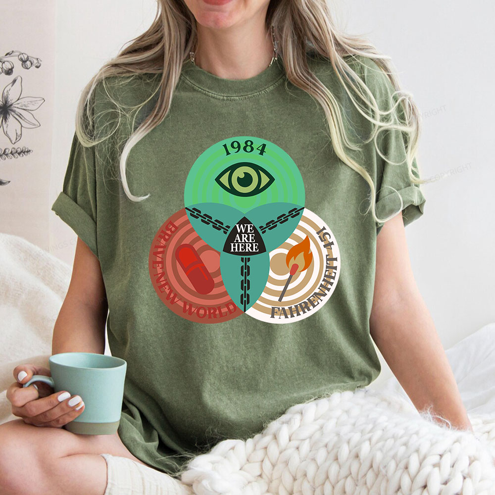 Pagewings We Are Here Unisex Washed T-shirt