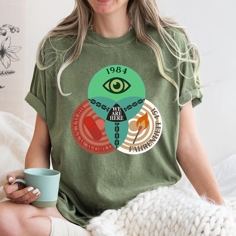 Pagewings We Are Here Unisex Washed T-shirt