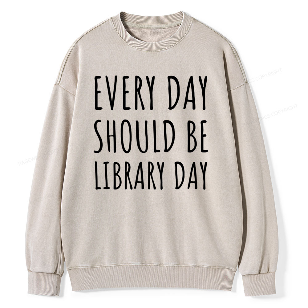 Pagewings Library Day Media Specialist Shirt Library Shirt Unisex Washed Sweatshirt