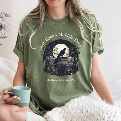 Pagewings Once Upon A Midnight Dreary Unisex Washed T-shirt