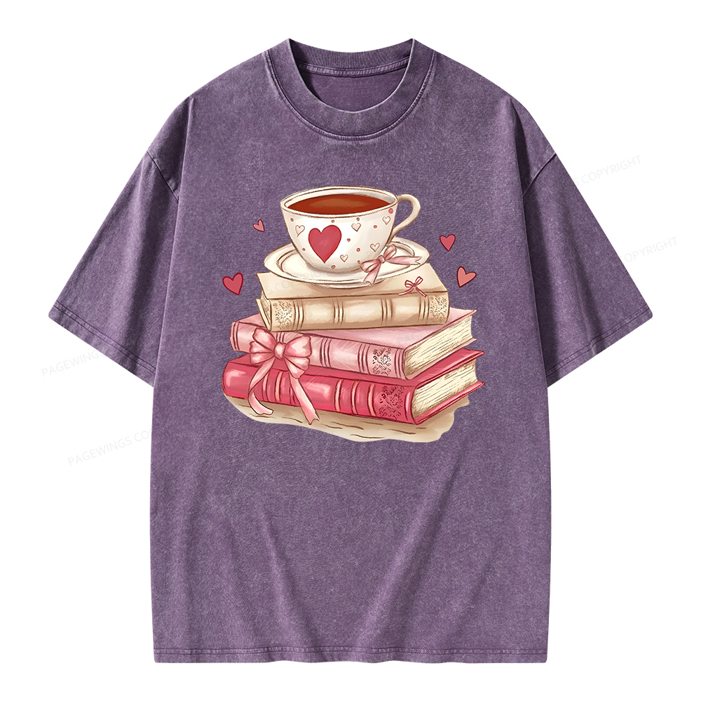 Pagewing Book Lover Valentine Sweatshirt Unisex Washed T-shirt