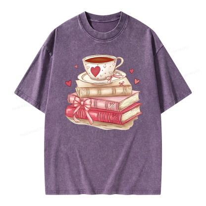 Pagewing Book Lover Valentine Sweatshirt Unisex Washed T-shirt