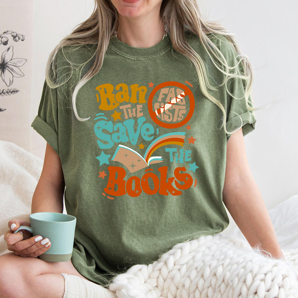 Pagewings Ban The Fascists Save The Books Unisex Washed T-shirt
