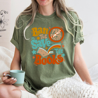 Pagewings Ban The Fascists Save The Books Unisex Washed T-shirt