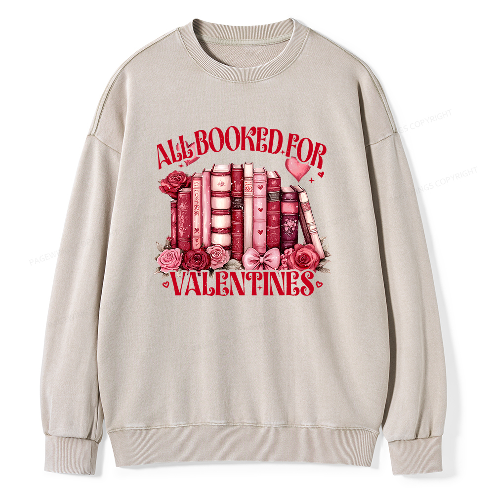 Pagewin Book Lover Shirt Design, Floral Valentine Unisex Washed Sweatshirt