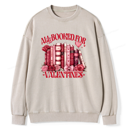 Pagewin Book Lover Shirt Design, Floral Valentine Unisex Washed Sweatshirt