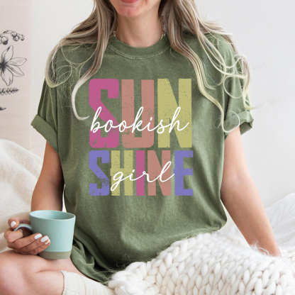Pagewings Sunshine Bookish Girl Unisex Washed T-shirt