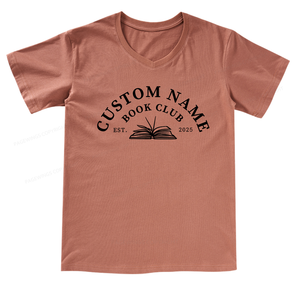 Pagewings Personalized Custom Book Club V-neck T-shirt