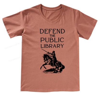 Pagewings Defend The Public Library V-neck T-shirt