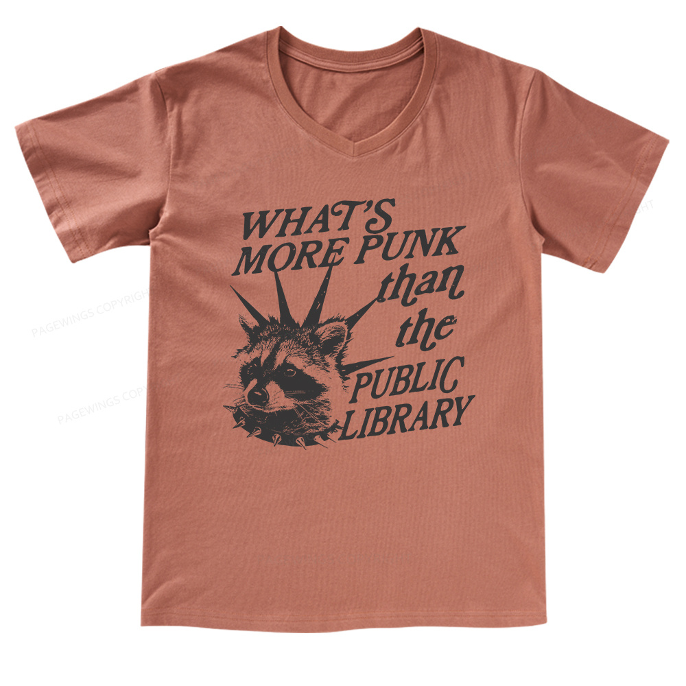 Pagewings What’s More Punk Than The Public Library V-neck T-shirt
