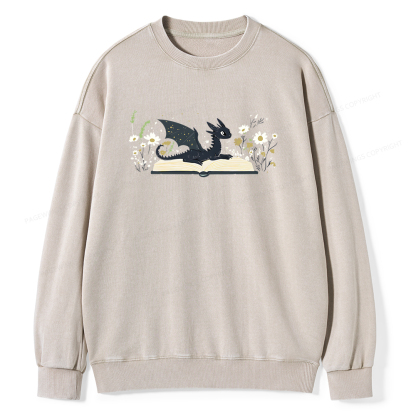 Pagewings Dragon Book Unisex Washed Sweatshirt