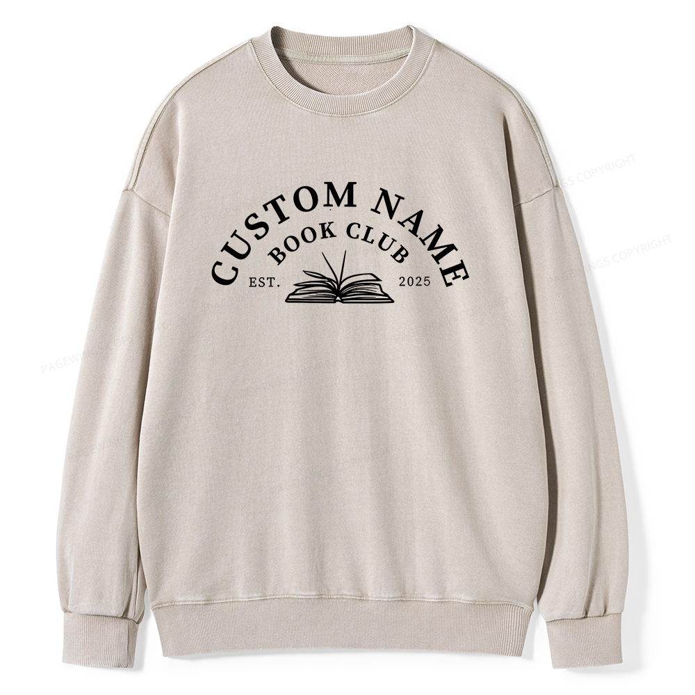 Pagewings Personalized Custom Book Club Unisex Washed Sweatshirt