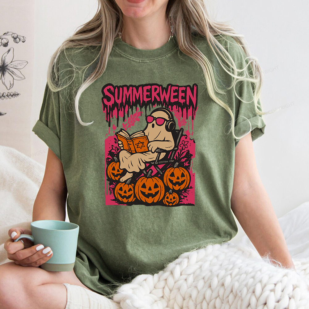 Pagewings Summerween Halloween Unisex Washed T-shirt